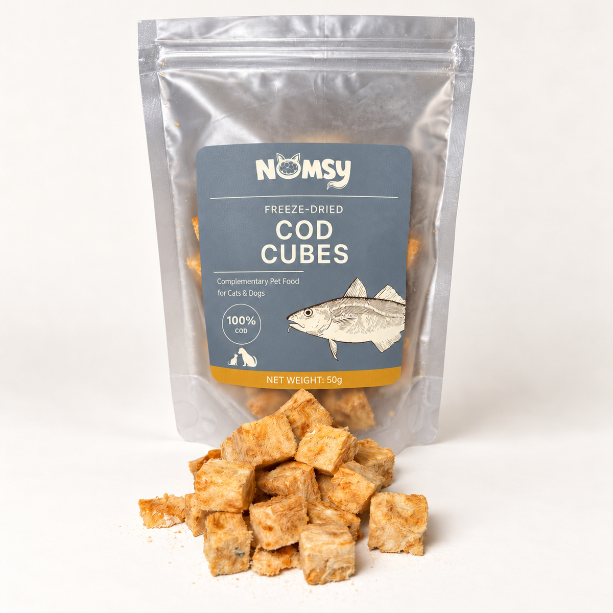 Freeze-Dried Cod Cubes – 50g