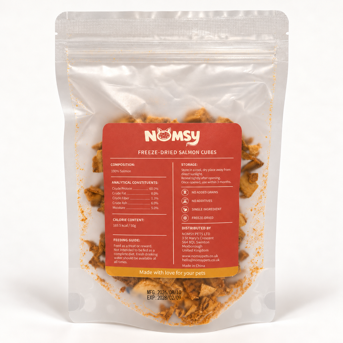 Freeze-Dried Salmon Cubes – 50g