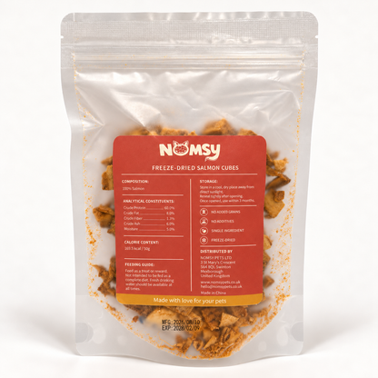 Freeze-Dried Salmon Cubes – 50g