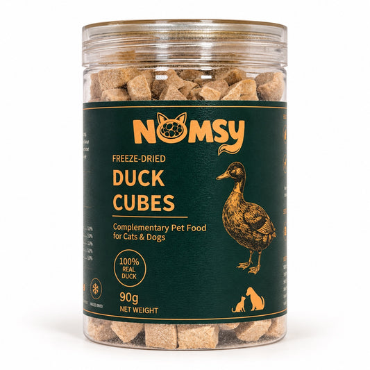 Nomsy freeze-dried duck cubes 90g jar